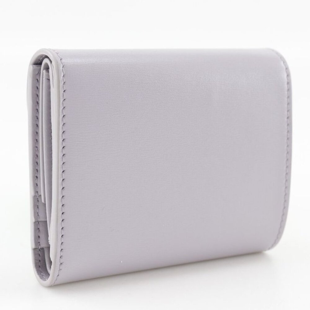 Celine Triomphe Small Flap Wallet Compact Wallet Leather Purple Trifold - Picture 3 of 10